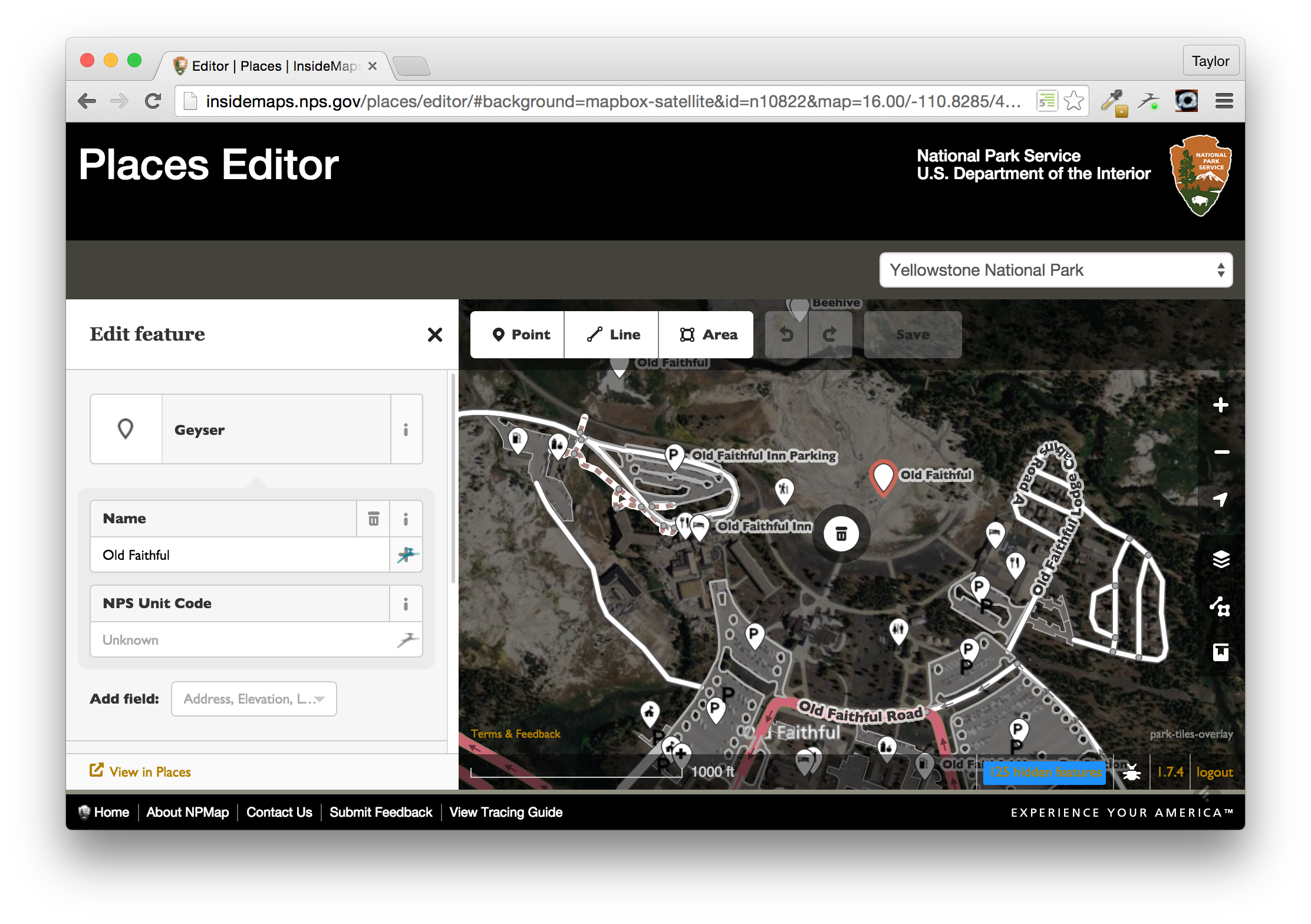 Screenshot of Places Editor