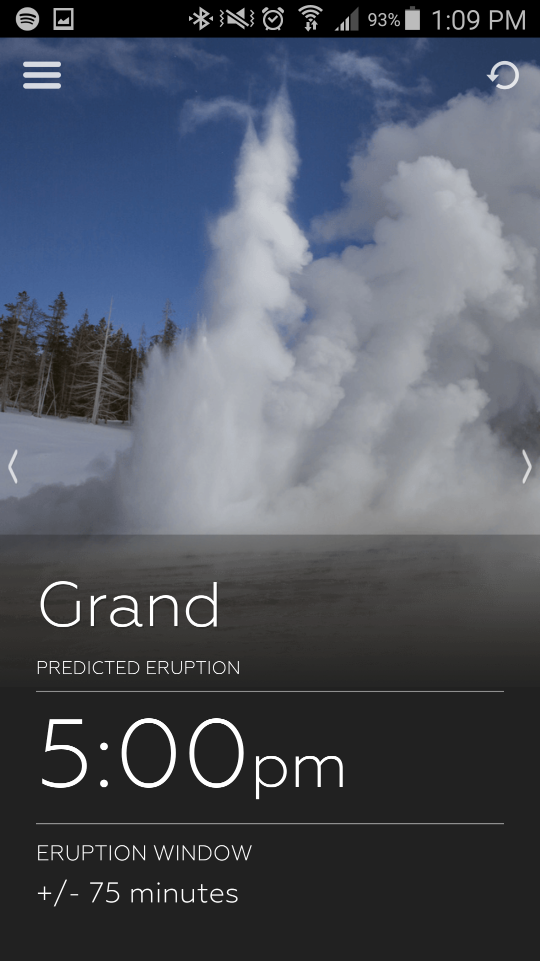 Screenshot of Places Live Geysers App